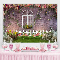 Lofaris Grassland And Floral With White window Brick Backdrop