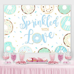 Lofaris Green And Bule Donuts Summer Birthday Party Backdrop