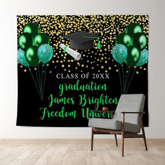 Lofaris Green And Glitter Gold Balloons Graduation Backdrop