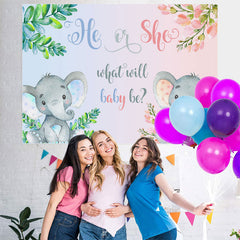 Lofaris Green And Pink Elephant Gender Reveal Baby Shower