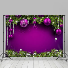 Lofaris Green And Purple Glitter Balls Merry Christmas Backdrop