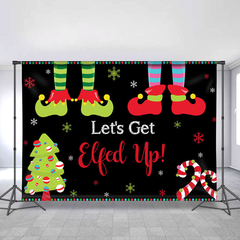 Lofaris Green And Red Clown Feet Black Merry Chrismas Backdrop