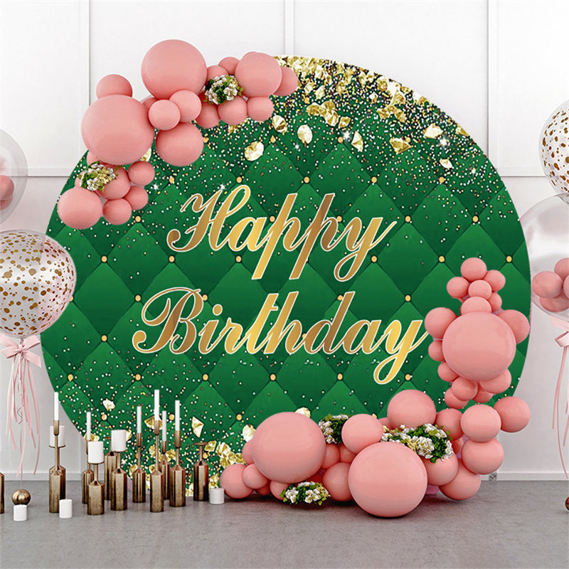 Lofaris Green And Rose Golden Round Happy Birthday Backdrop