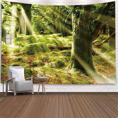 Lofaris Green And Shiny Forest Pattern Classic Wall Tapestry