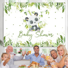 Lofaris Green Boho Bamboo With Panda Baby Shower Backdrop