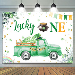 Lofaris Green Car Lucky One Happy St. Patrick’S Day Backdrop