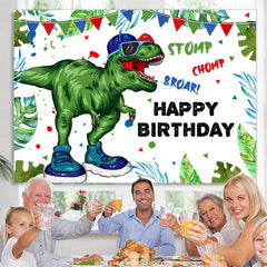 Lofaris Green Cartoon Dinosaur Happy Birthday Party Backdrop