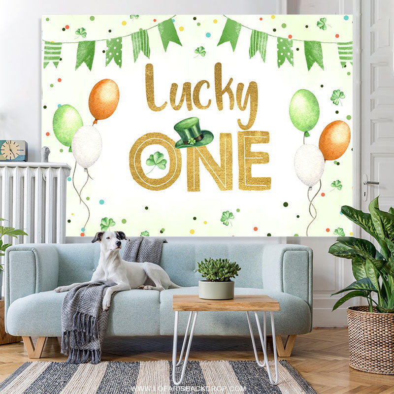 Lofaris Lucky One Floral Clover Pink 1st Birthday Backdrop