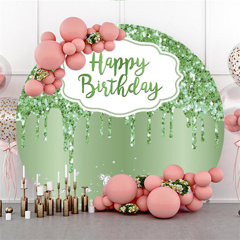 Lofaris Green Diamonds Glitter Happy Birthday Party Backdrop