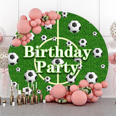 Lofaris Green Football Field Round Birthday Party Backdrop