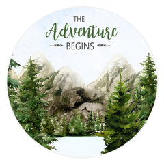 Lofaris Green Forest The Adventure Begins Round Birthday Backdrop