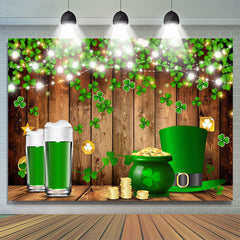 Lofaris Green Glitter Beer Hat Gold St. Patrick’S Day Backdrop