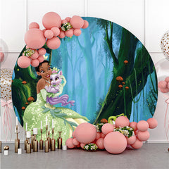 Lofaris Green Glitter Forest Fairy Round Birthday Backdrop