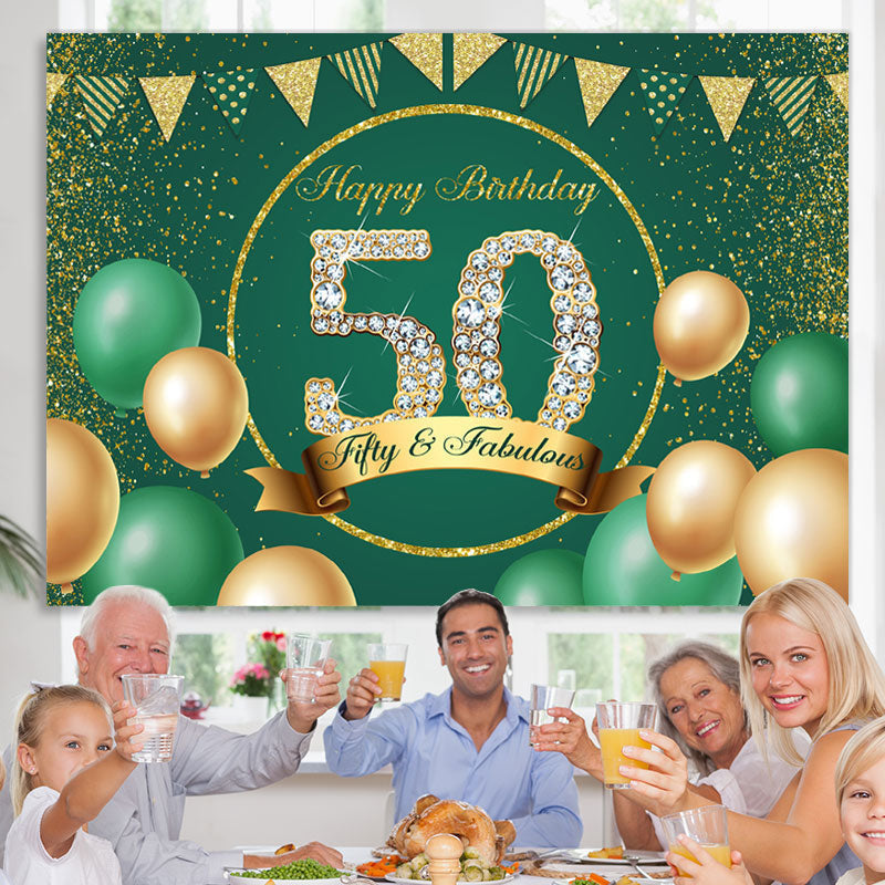 Green Happy 50th Birthday Backdrop Party Decorations – Lofaris