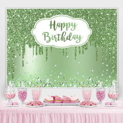 Lofaris Green Happy Glitter Bokeh Birthday Backdrop for Party