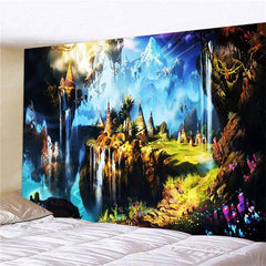 Lofaris Green Jungle And Waterfall Landscape Wall Tapestry