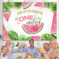 Lofaris Green Leaf Our Little Sweet One Melon Birthday Backdrop