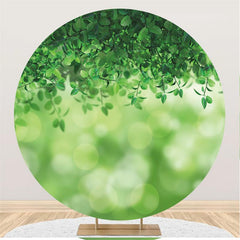 Lofaris Green Leave Bokeh Baby Shower Round Backdrop Decoration