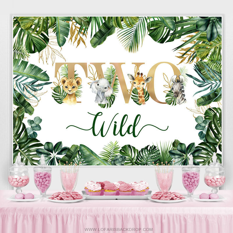 Green Leaves And Little Animals 2nd Wild Birthday Backdrop – Lofaris