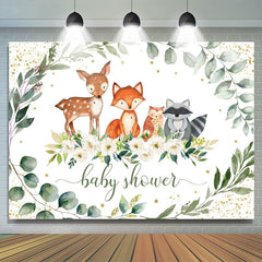 Lofaris Green Leaves And White Floral Baby Shower Backdrop