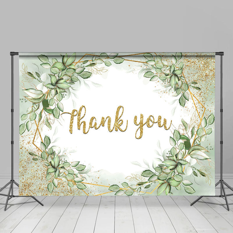 Lofaris Green Leaves Glitter Thanksgiving Day Holiday Backdrop