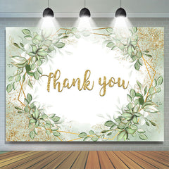 Lofaris Green Leaves Glitter Thanksgiving Day Holiday Backdrop