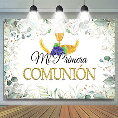 Lofaris Green Leaves Mi Primera Comuni¨®n Baby Shower Backdrop