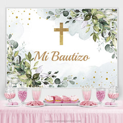 Lofaris Green Mi Bautizo Theme Christening Backdrop For Kid