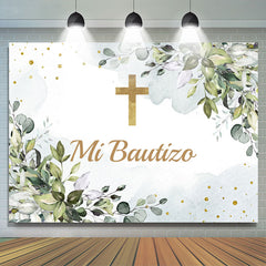 Lofaris Green Mi Bautizo Theme Christening Backdrop For Kid