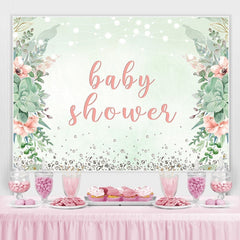 Lofaris Green Plant Glitter Baby Shower Backdrop for Photos