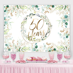 Lofaris Green Plant Glitter Gold Happy 50Th Birthday Backdrop