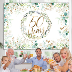 Lofaris Green Plant Glitter Gold Happy 50Th Birthday Backdrop