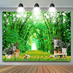 Lofaris Green Tree Alley Easter Eggs Holiday Backdrop