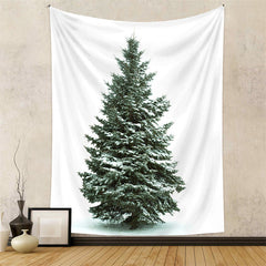 Lofaris Green Tree Snowtime Christmas Decor Wall Tapestry