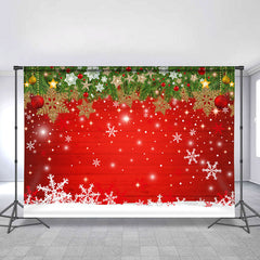 Lofaris Green Trees Decoration And Chrismas Red Wood Backdrop