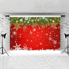 Lofaris Green Trees Decoration And Chrismas Red Wood Backdrop