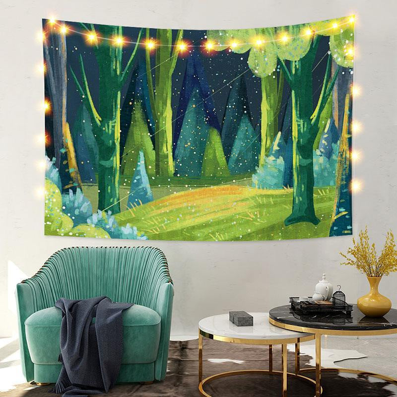 Lofaris Green Trippy Fairytale Novelty Forest Custom Tapestry