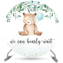 Lofaris Green We Can Bearly Wait Circle Baby Shower Backdrop