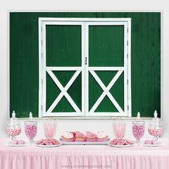 Lofaris Green With White Wooden Door Cowboy Birthday Backdrop