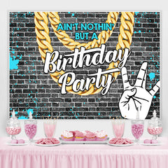 Lofaris Grey Brick With Blue Graffiti Birthday Party Backdrop