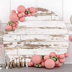 Lofaris Grey Simple Custom Round Old Wood Baby Shower Backdrop