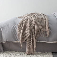 Lofaris Grey Woven Chenille Versatile Throw Blanket for Sofa Bed