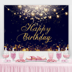 Lofaris Happy Birthday Gold Glitter Bokeh Backdrop for Party