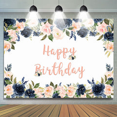 Lofaris Happy Birthday Pink Floral Party Backdrop for Girl