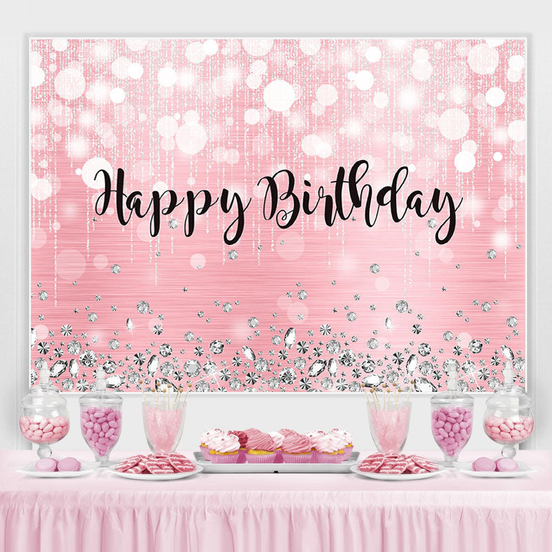 Happy Birthday Pink Glitter Bokeh Backdrop For Party – Lofaris