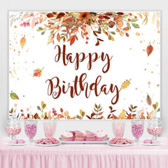 Lofaris Happy Birthday Red and Yellow Leaves Backdrop