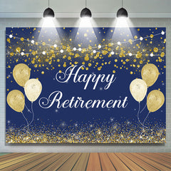 Lofaris Happy Retirement Gold Balloon Glitter Bokeh Backdrop