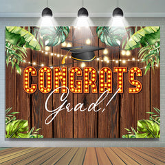 Lofaris Hawaii Leaves Night Wooden Congrats Grad Backdrop