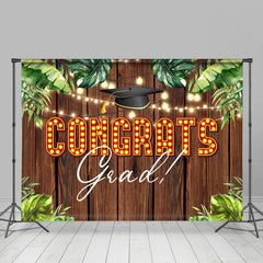 Lofaris Hawaii Leaves Night Wooden Congrats Grad Backdrop