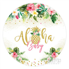 Lofaris Hawaii Themed Aloha Lovely Circle Baby Shower Backdrop